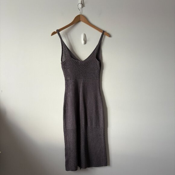 Aritzia Wilfred Evie Crochet Knit Midi Dress Purple Grey Size XS - Picture 6 of 8